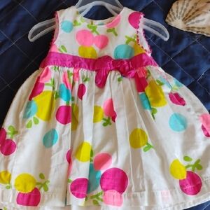 Colorful Polka Dot Dress with Pink Bow